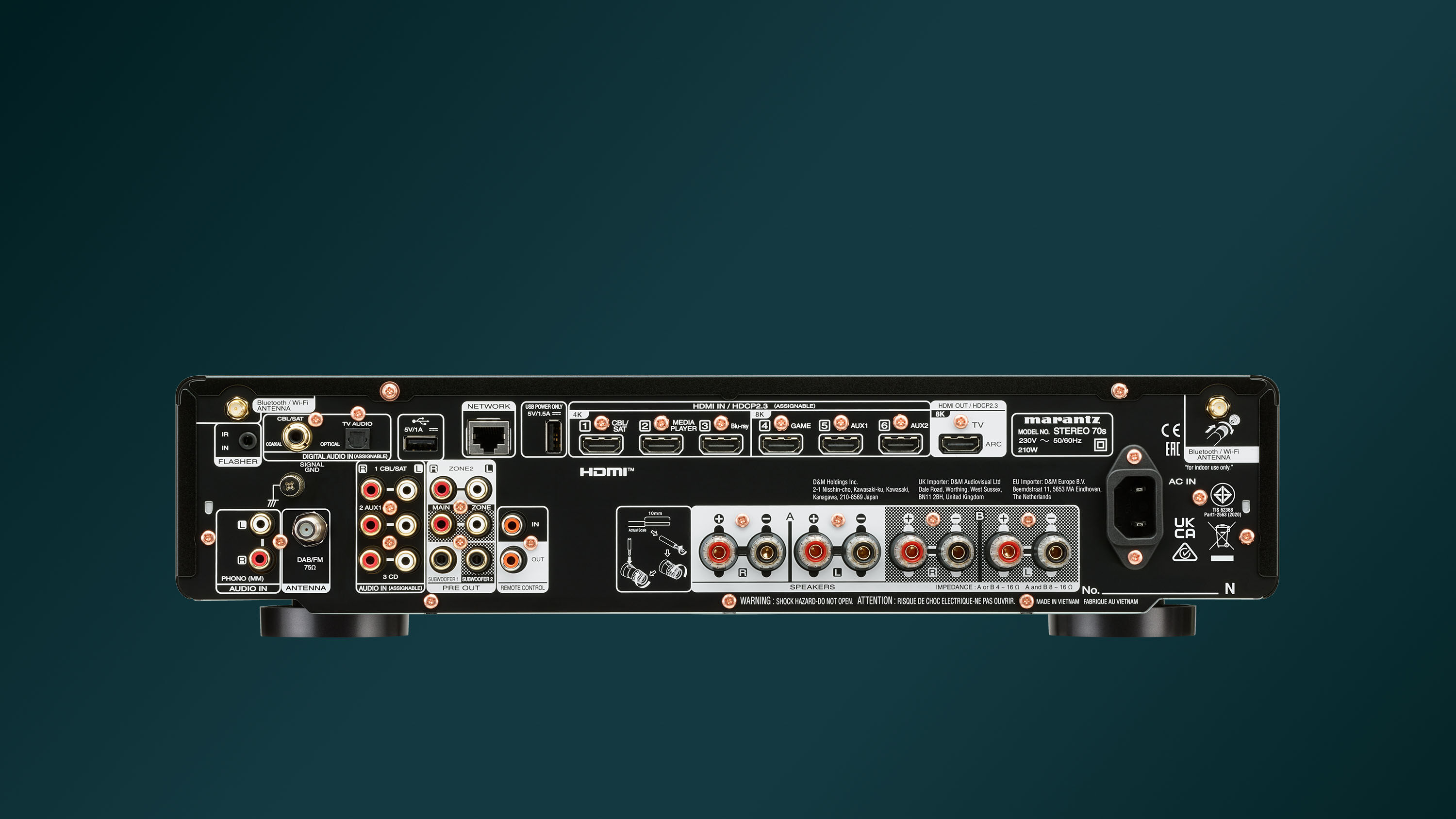 STEREO 70s - 纤薄立体声AV 接收器，100W，4K，6 个HDMI 输入| Marantz